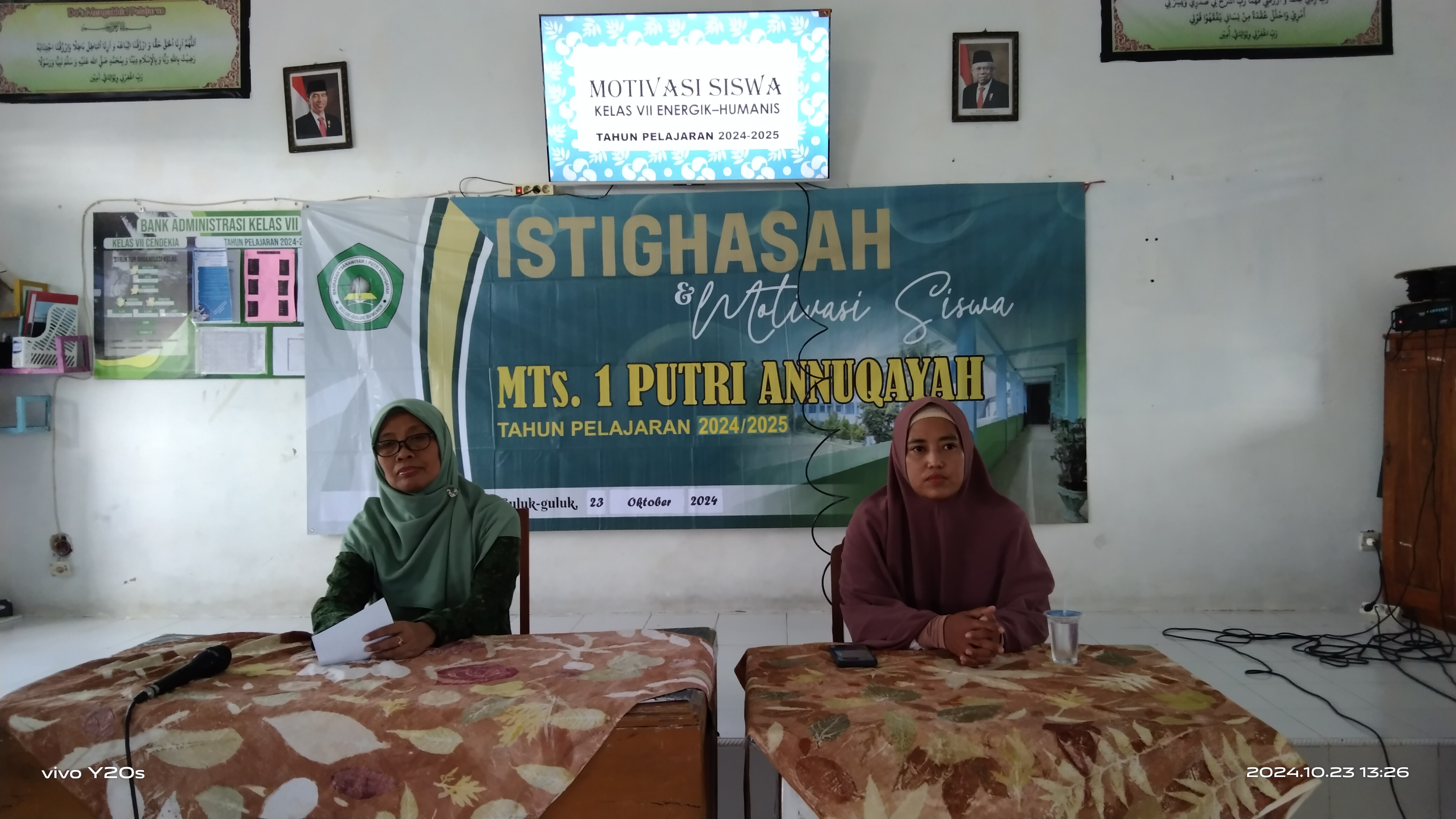 Kepala Madrasah dan motivator untuk kelas 7 Energik sampai Humanis MTs 1 Putri Annuqayah